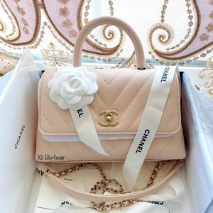 💗SOLD💗Chanel Mini/Small Coco Handle Chevron Lghw